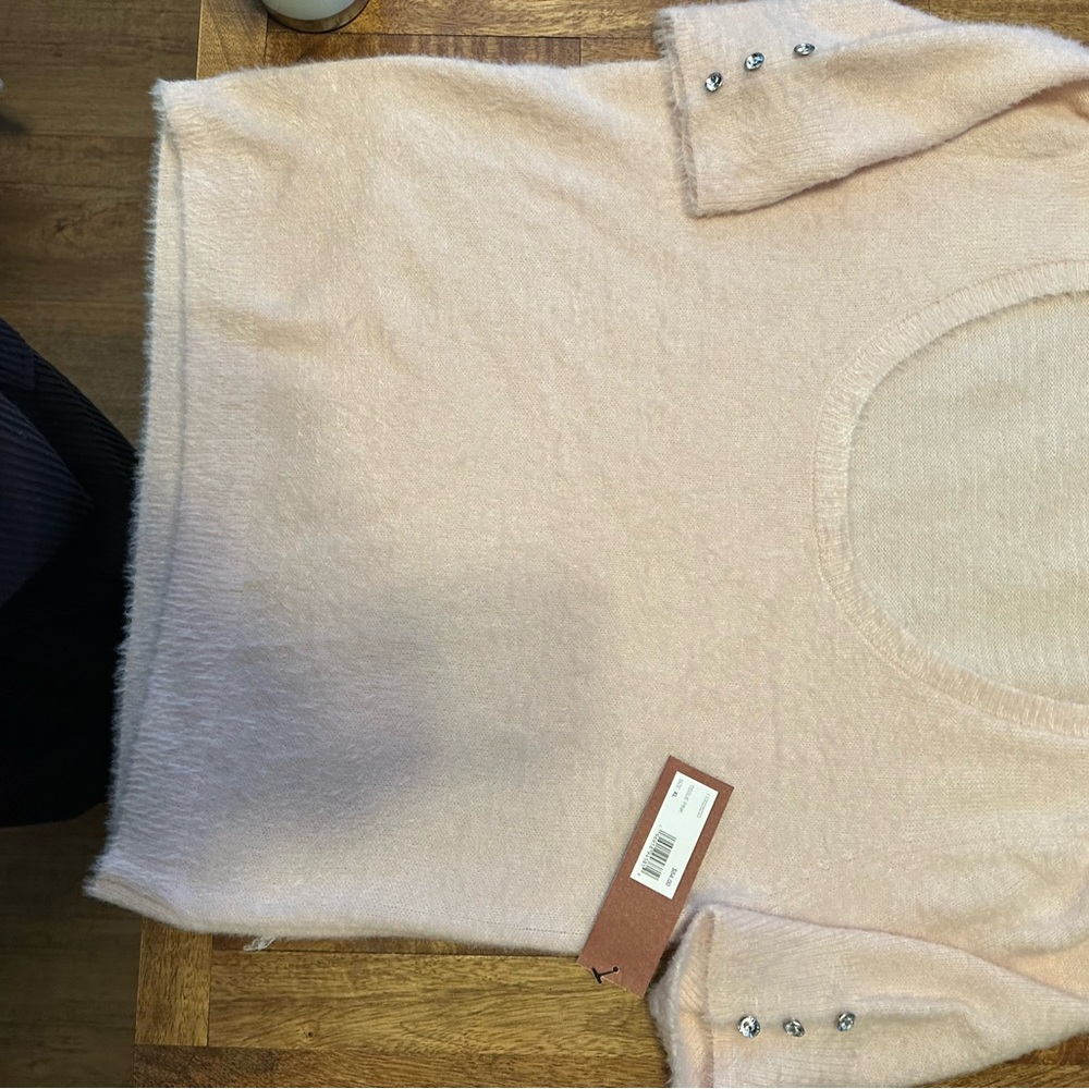 Chic Light Pink Sweater with Button Accents